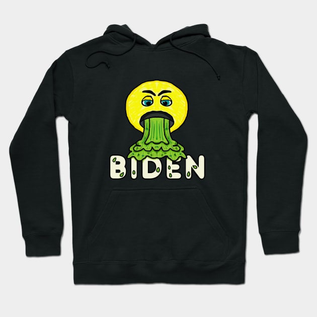 Funny Anti Biden Vomiting Emoji Hoodie by Mark Ewbie